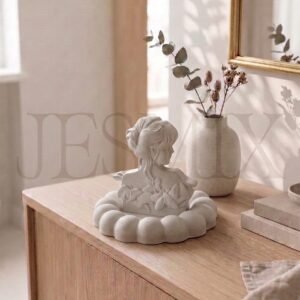 Vintage Girl Bust Figurine Trinket Bowl (Customizable Colors)